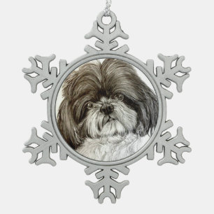 Shih Tzu kerstversiering door Carol Zeock Tin Sneeuwvlok Ornament