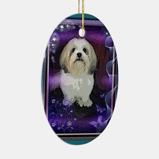 Shih Tzu kerstversiering Keramisch Ornament (Rechts)
