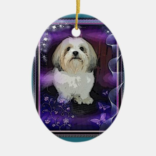 Shih Tzu kerstversiering Keramisch Ornament (Voorkant)