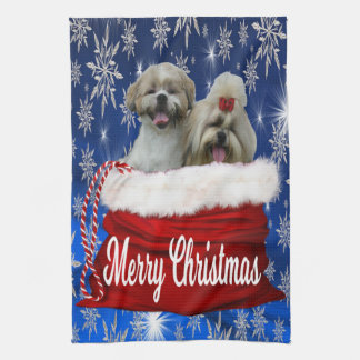 Shih tzu Kitchen Kerstmis Theedoek