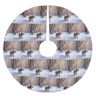 Shih Tzu Laat het sneeuwen Kerstmis Kerstboom Rok