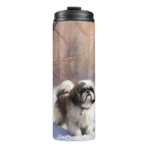 Shih Tzu Laat het Sneeuwen Kerstmis Thermosbeker