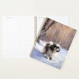 Shih Tzu Laisse Neige Noël