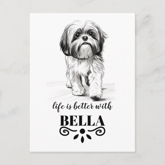 Shih Tzu Life is beter met aangepaste hondennaam Briefkaart (Voorkant)