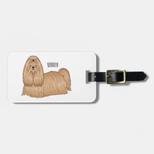 Shih tzu long hair cartoon illustratie bagagelabel