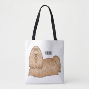 Shih tzu long hair cartoon illustratie draagtas
