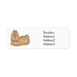 Shih tzu long hair cartoon illustratie etiket