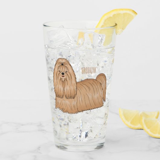 Shih tzu long hair cartoon illustratie glas (Achterkant ijs)