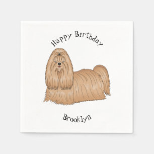 Shih tzu long hair cartoon illustratie servet