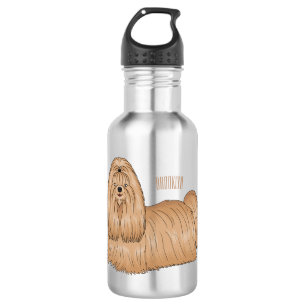 Shih tzu long hair cartoon illustratie waterfles