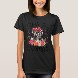 Shih Tzu Mama Florals Cute Dog Mam Moederdag T-shirt
