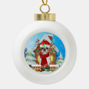 Shih Tzu met kerstcadeaus Keramische Bal Ornament
