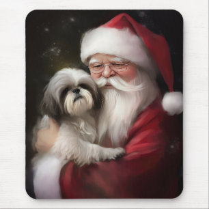 Shih Tzu met Kerstman Feestelijke Kerst Muismat