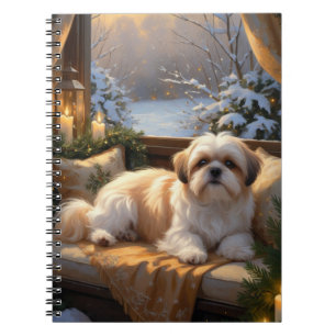 Shih Tzu met kerstverlichting Vakantie Notitieboek