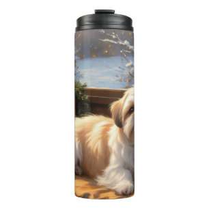 Shih Tzu met kerstverlichting Vakantie Thermosbeker