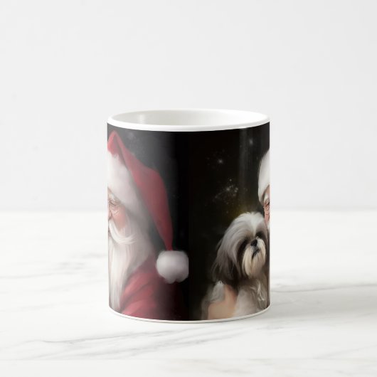 Shih Tzu Met Sinterklaas Feestelijke Kerstmis Koffiemok (Center)
