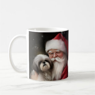 Shih Tzu Met Sinterklaas Feestelijke Kerstmis Koffiemok