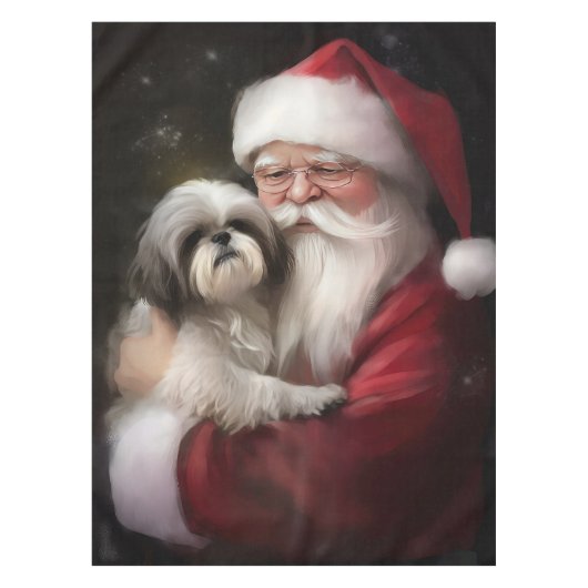 Shih Tzu met Sinterklaas Festieve Kerst  Tafelkleed (Voorkant)