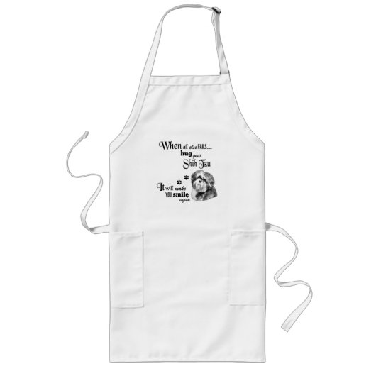 Shih Tzu moderne kunst schattige hondenras slogan Lang Schort (Voorkant)