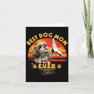 Shih tzu moeder retro zonsondergang grappige hond kaart