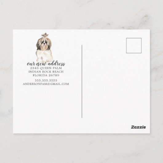 Shih tzu Moving Faire-part Carte postale (Dos)
