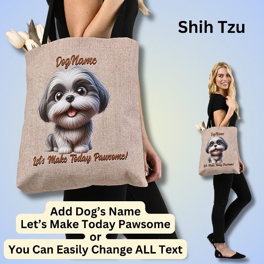 Shih Tzu - Naam hond toevoegen, tekst wijzigen Draagtas