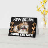 Shih tzu niet lachend leuk Verjaardagsgroet Kaart (Gele Bloem)
