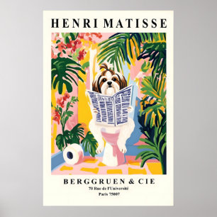 Shih Tzu op een toiletprint - Badkamer muurkunst i Poster