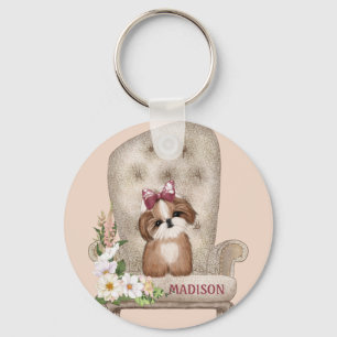 Shih Tzu op stoel Sleutelhanger
