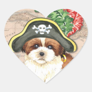 Shih Tzu Pirate Hart Sticker