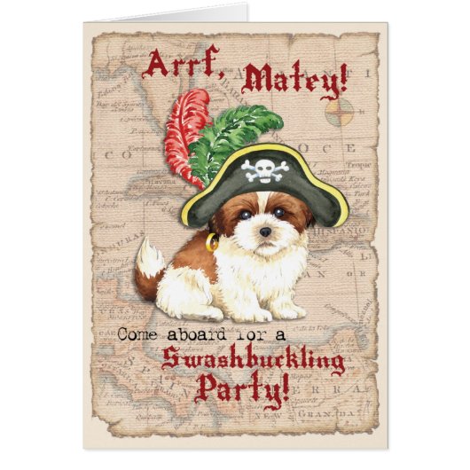 Shih Tzu Pirate Invitation (Voorkant)