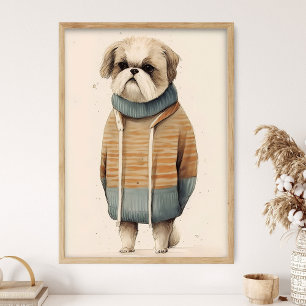 Shih Tzu portant un pull confortable, décoration d