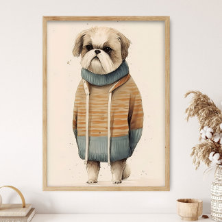 Shih Tzu portant un pull confortable, décoration d
