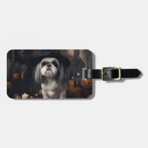 Shih Tzu Pumpkins Halloween eng Bagagelabel