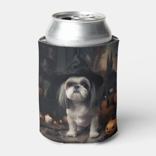 Shih Tzu Pumpkins Halloween eng Blikjeskoeler (Blikje Voorkant)