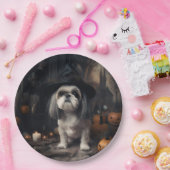 Shih Tzu Pumpkins Halloween eng Papieren Bordje (Feest)