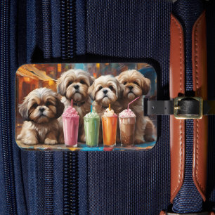 Shih Tzu Puppies en milkshakes Bagagelabel