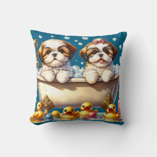 Shih Tzu Puppies in Bubble Bath Kussen