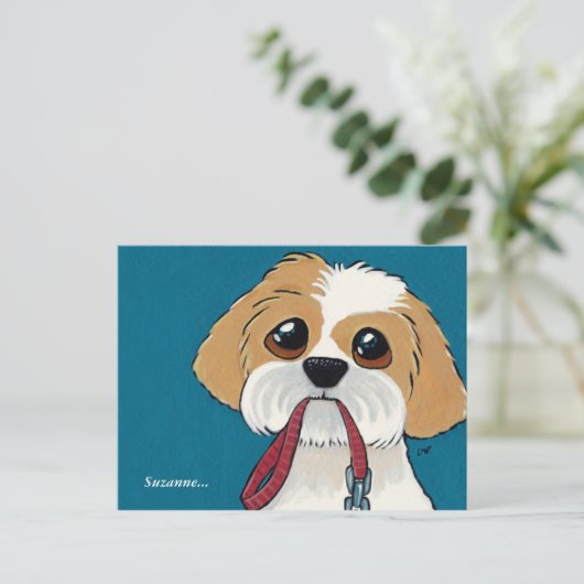 Shih Tzu Puppy Dank u Briefkaart (Staand voorkant)