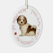 Shih Tzu Puppy First Kerstmis Keramisch Ornament (Rechts)