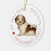 Shih Tzu Puppy First Kerstmis Keramisch Ornament (Links)