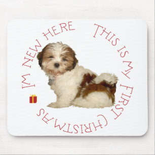 Shih Tzu Puppy First Kerstmis Muismat