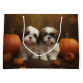 Shih Tzu Puppy Herfst Delight Pompoen Groot Cadeauzakje (Voorkant)