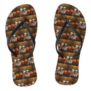 Shih Tzu Puppy Herfst Delight Pompoen Teenslippers