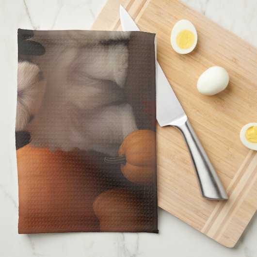 Shih Tzu Puppy Herfst Delight Pompoen Theedoek (Quarter Fold)