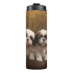 Shih Tzu Puppy Herfstpracht Pompoen  Thermosbeker