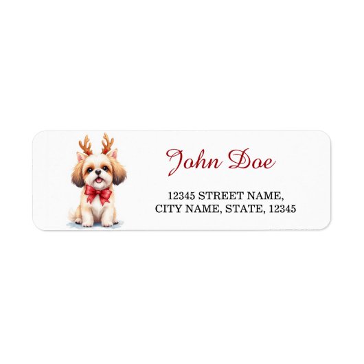 Shih Tzu Reindeer Christmas Return Address Labels (Voorkant)