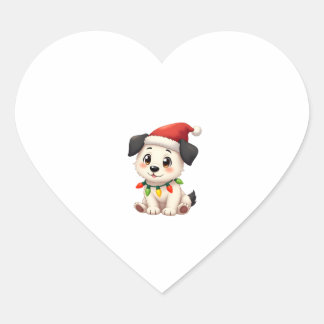Shih Tzu Santa Christmas Tree Lights Xmas Dog Love Hart Sticker