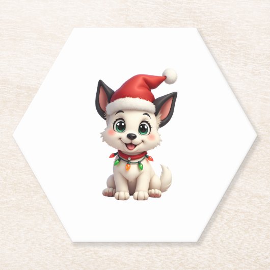 Shih Tzu Santa Christmas Tree Lights Xmas Dog Love Kartonnen Onderzetters (Voorkant)