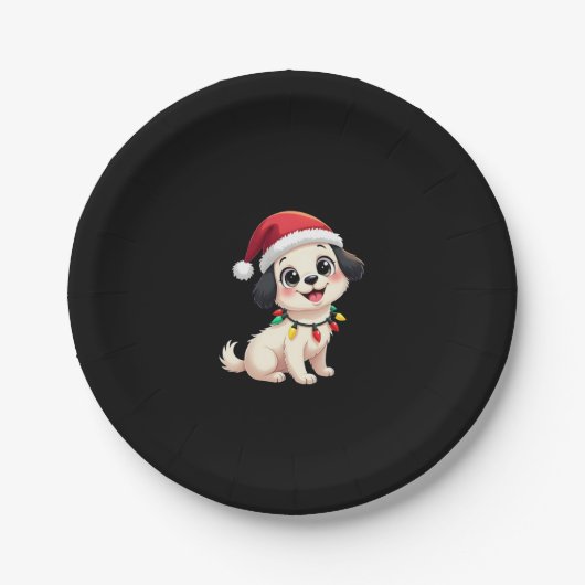 Shih Tzu Santa Christmas Tree Lights Xmas Dog Love Papieren Bordje (Voorkant)